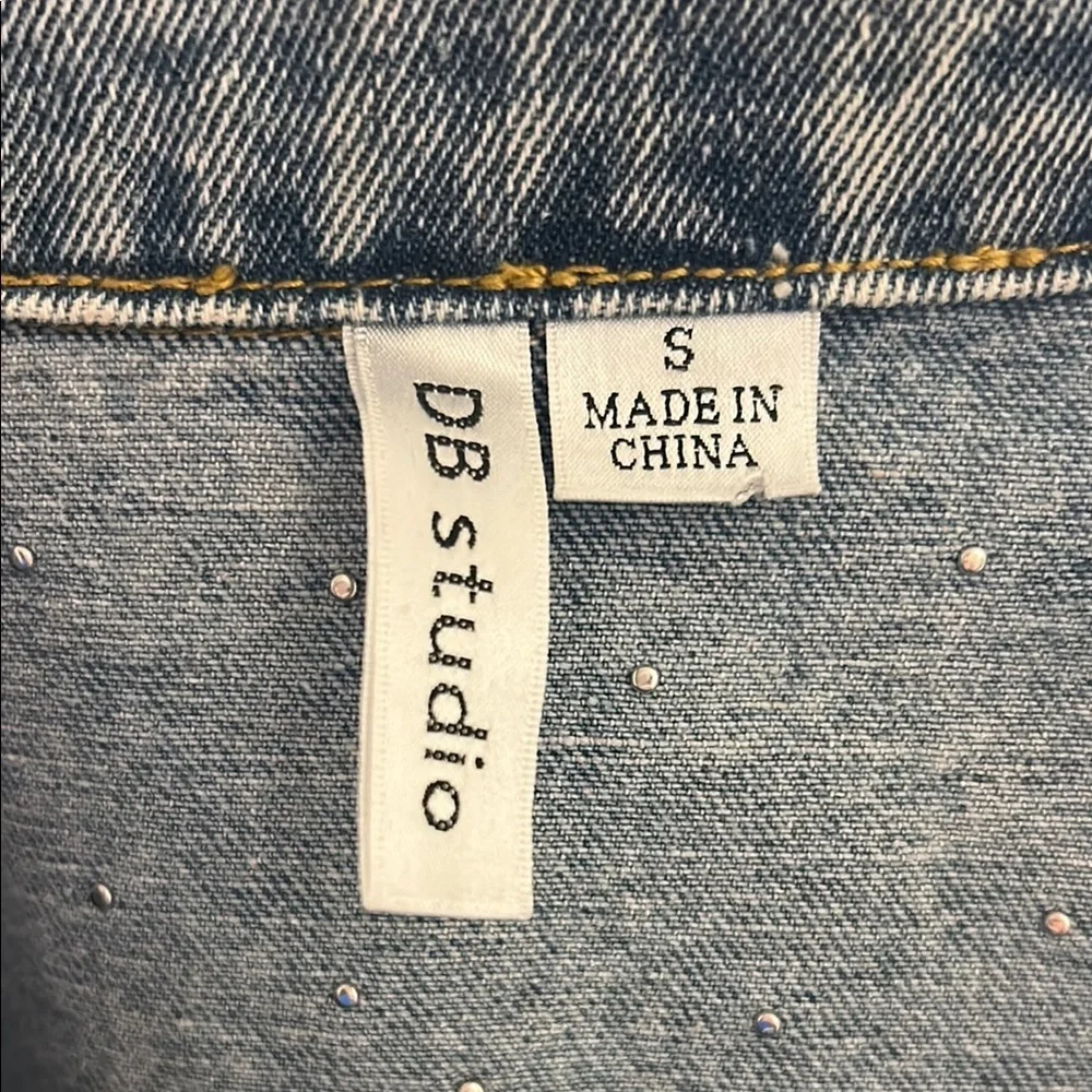 Pearl Studded Denim Jacket with 'Wifey' Embroidery - Picture 5 of 5